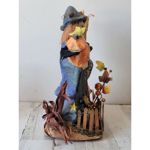 Vintage witch paper mache motion activated light up Halloween skeleton prop deco - Picture 15 of 16